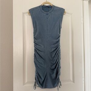 Zara Blue Ruched Bodycon Mini Dress